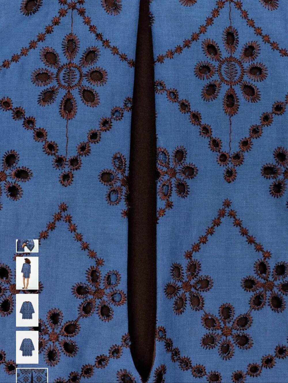 Zara Blue Mini Dress with Navy Eyelet Pattern - Picture 9 of 11